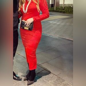 Red maxi dress with back slit